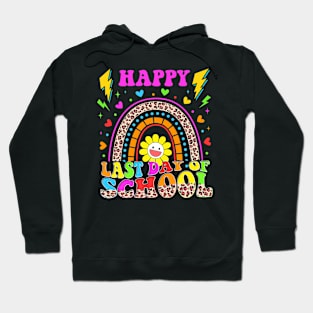 Happy Last Day Of School Leopard Teacher Students Graduation Hoodie